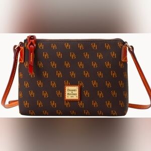 Dooney & Bourke Brown and Gold Monogram Crossbody